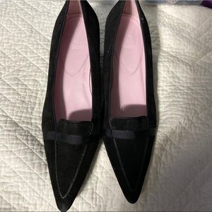 Ann Taylor Loft Black Suede Pointe Short Heel Shoes